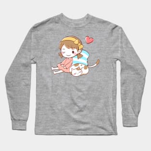 Kawaii Kitty Love Long Sleeve T-Shirt